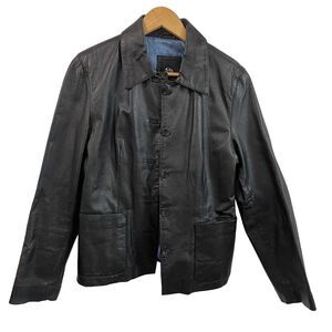 G III New York Leather Jacket Womens‎ Medium Black Fitted Style Moto Goth Punk